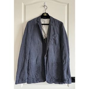 Scotch & Soda Men Sz 48 M Blue Pinstripe Single Button Sport Coat Jacket Blazer